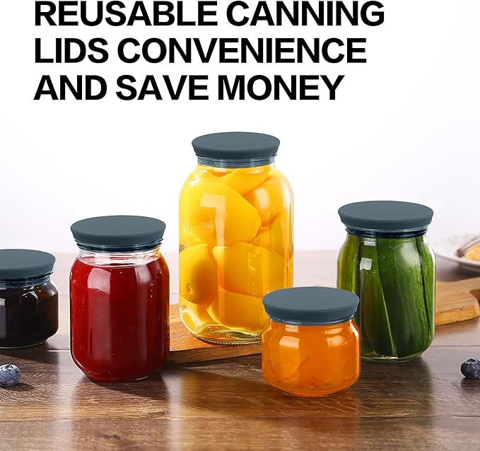 Regular Mouth Mason Jar Lids - 2.75 Inch Canning Lids Fit for All Regular Mouth Mason Jars,Food Grade Silicone Mason Jar Caps,Dishwasher Safe,Leak Proof Reusable Lids,3 Pack (Grey-3 Pack)