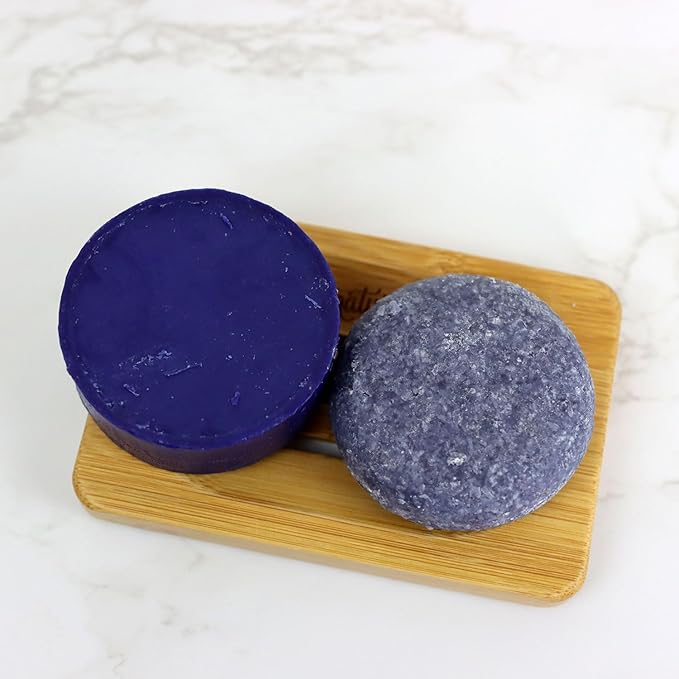 Naturel Purple Toning Shampoo and Conditioner Bar Set with Biotin for Blonde or Grey Hair, Shampoo Bar and Conditioner Bar for Blonde or Grey Hair, Vegan and Cruelty Free, Zero Waste, Made in USA