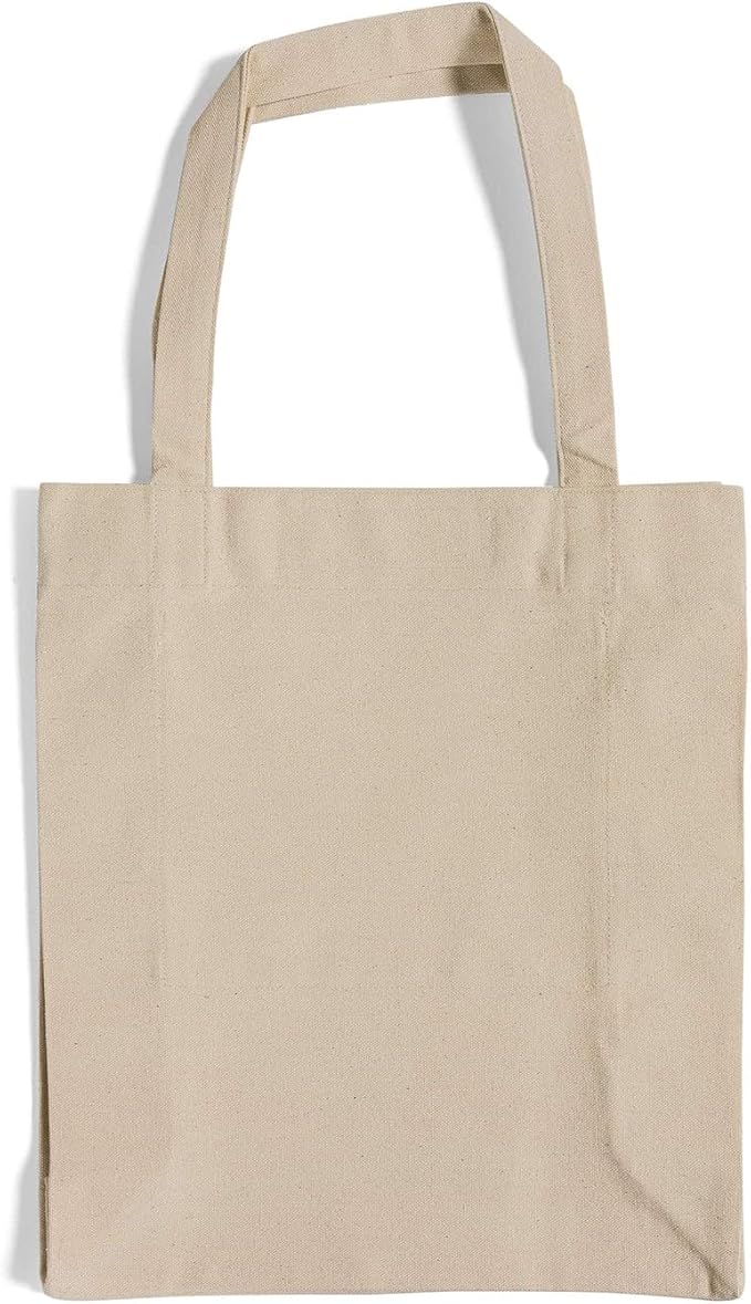 Recycled Cotton Canvas Tote Bags with Gusset – 12 Pcs Bulk Reusable Canvas Bags with Handles for Shopping, Work Bag