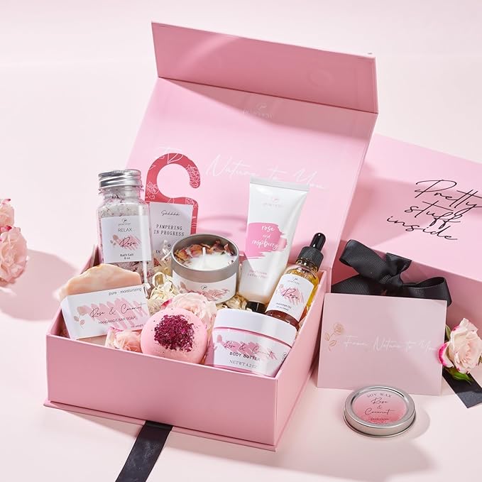 Spa Gifts for Women Bath Gift Baskets Relaxing Spa Self Care Gift for Mom Her Sister Wife Auntie Home Bath Care Package Thank You Gift Birthday Gift for Women Friendship Ideas