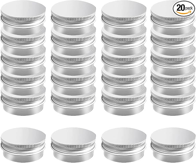 20 Pack 1 oz Aluminum Tin Jar with Screw Lid 30 ml Round Refillable Containers