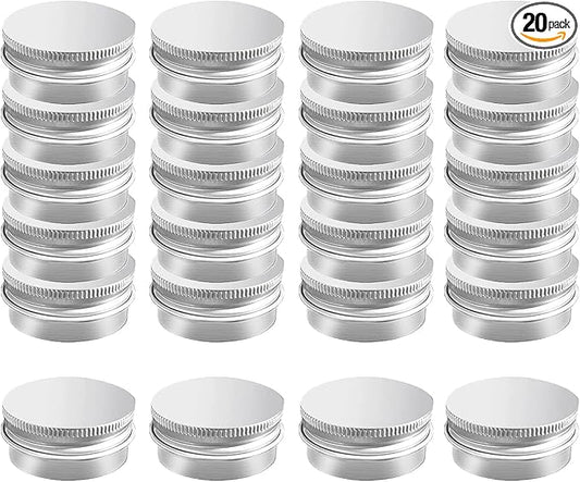 20 Pack 1 oz Aluminum Tin Jar with Screw Lid 30 ml Round Refillable Containers