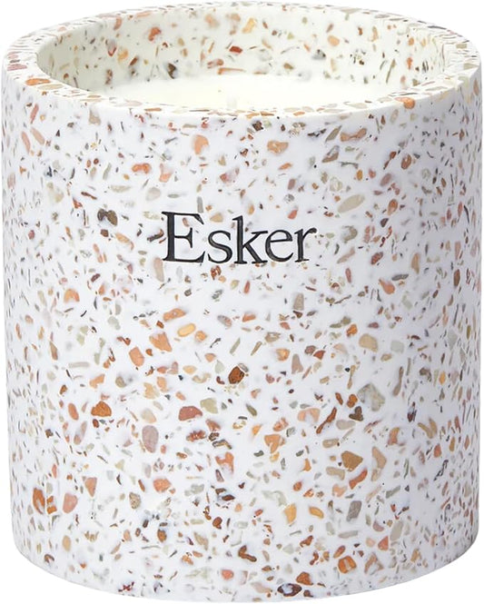 Esker Terrazzo Plantable Candle – Hand-Poured Soy Wax with Essential Oils, Eco-Friendly Reusable Planter, Includes Wildflower Seed Paper for Sustainable Gifting