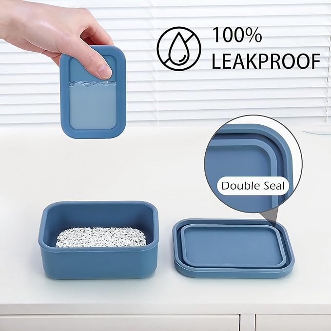 Leak Proof Silicone Travel Soap Case with Draining Layer, Compact Portable Soap Container, Shatterproof Soap Holder for Traveling, Camping, Gym, Bar Soap Caddy (Dark Blue)