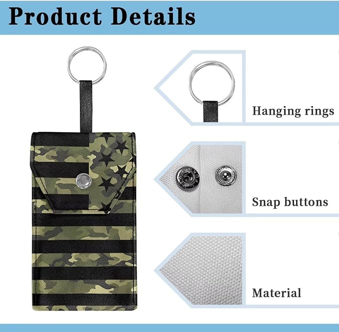 Purse Tissue Packs Tissue Holder with Hanging Rope Portable Pocket Tissue Holder Snap Button Enclosed Travel Tissue Packs for Coins Camo American Flag