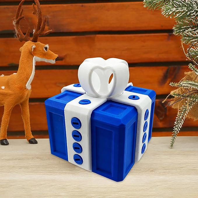 The Prank Box Funny Christmas Gifts Box Annoying Hilarious Screw Challenge with Surprise 3D Printed Screw Gifts Boxes Ideal for Birthday, Christmas (Blue and white)