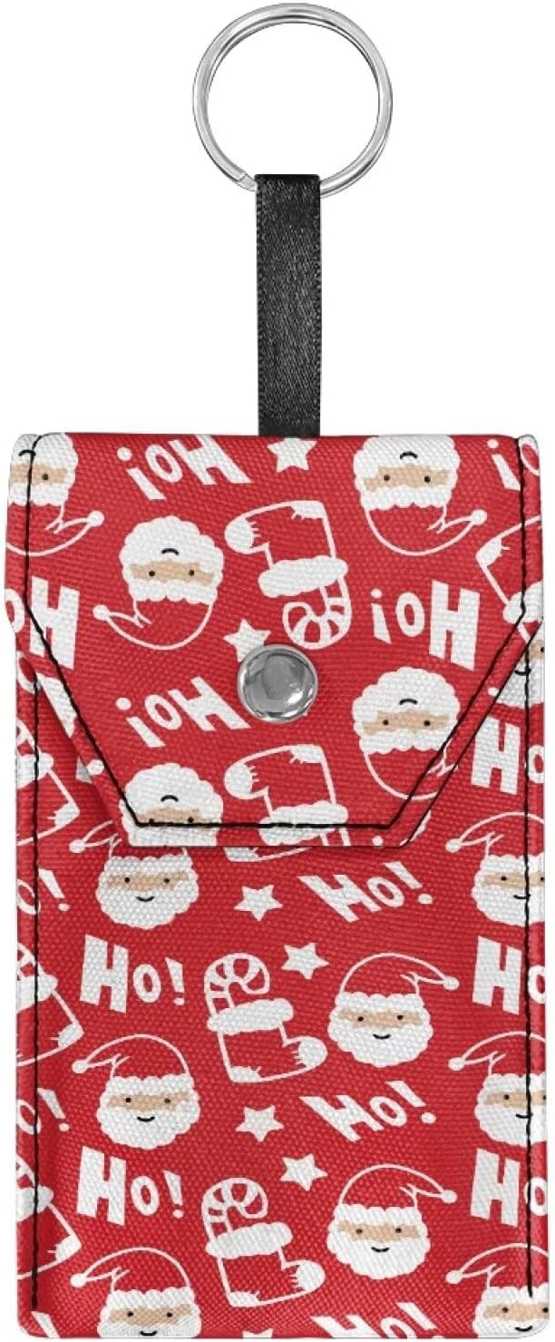 Red Santa Claus Print Purse Tissue Holder Portable Pocket Tissue Holder for Coin Keys Tissues with Hanging Rope for Christmas in July Snap Button Enclosed