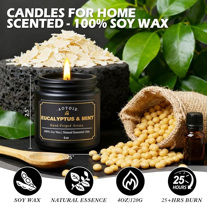 Mens Scented Candle Gift Set, 9 Pack Candles for Men, 36 oz Soy Candle, 200+ Hours Burn Time, Aromatherapy Gifts for Dad, Boyfriend, Husband for Christmas, Father’s Day, Birthday