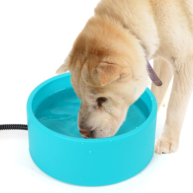 Heated Water Bowl for Cats Dogs Outside, 3.2L Winter Heated Dog Water Dish, Heated Dog Water Bowl Outdoor, Thermostatic Control Anti-freeze Heated Pet Water Bowl for Chicken,Duck,Goose,Rabbit