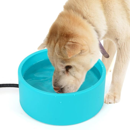 Heated Water Bowl for Cats Dogs Outside, 3.2L Winter Heated Dog Water Dish, Heated Dog Water Bowl Outdoor, Thermostatic Control Anti-freeze Heated Pet Water Bowl for Chicken,Duck,Goose,Rabbit