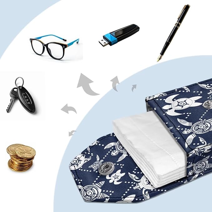 Purse Tissue Packs Lightweight Canvas Tissue Holder with Hanging Rope Travel Tissue Pouch for Coins Keys Decorative Tissue Holder for Daily Turtle Pattern