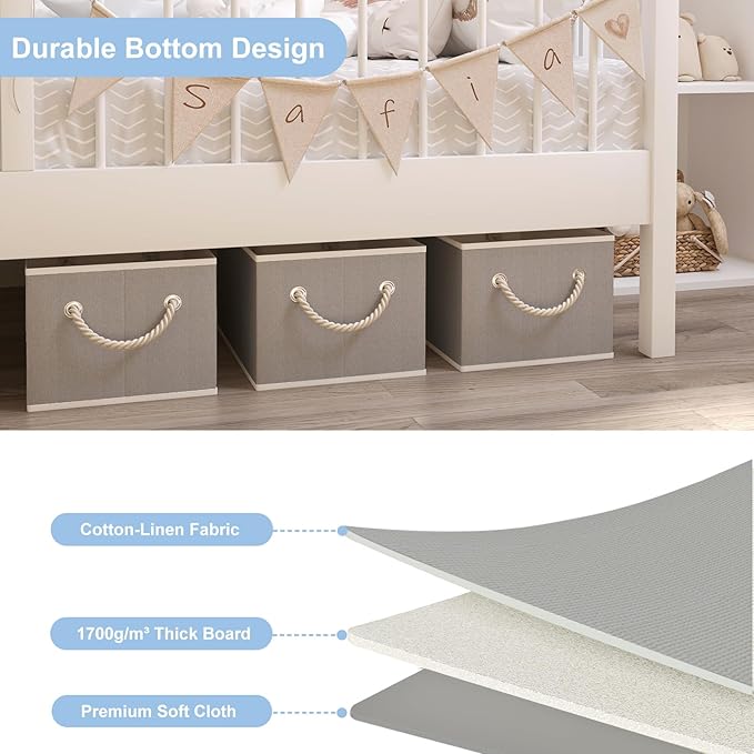 Closet Storage Bins, Linen Closet Organizers and Storage Basket for Shelves, Collapsible Shelf Baskets for Organizing Shelves, Bedroom Clothes Basket, Gray, 8 Pack