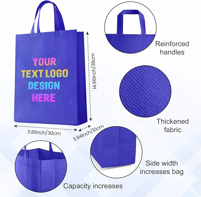 Custom Tote Bags with Your Logo, Personalized Reusable Shopping Bags for Shopping Business