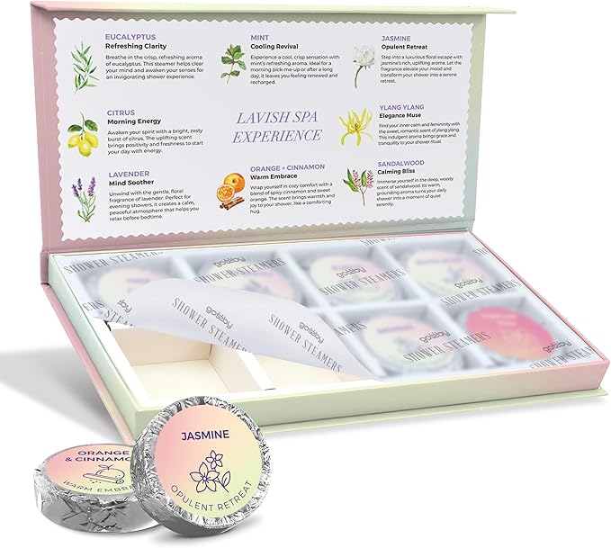 Shower Steamers Aromatherapy GOSSBY 8 Pack - Gifts for Women, Birthday Gifts for Her, Home Spa, Self Care, Relaxation, Natural Essential Oils - Mood Symphony Style