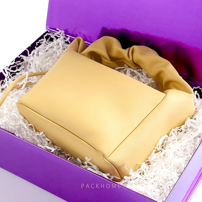 PACKHOME Large Gift Box with Lid 13.5x9x4.1 Inches, Sturdy Collapsible Gift Box with Magnetic Closure (Glossy Purple)