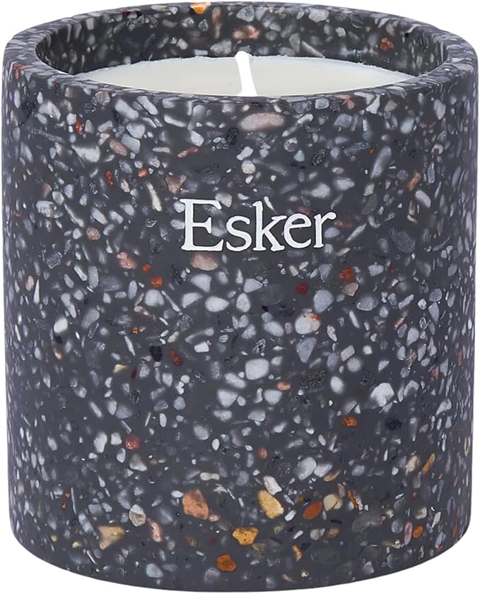 Esker Travertine Plantable Candle – Hand-Poured Soy Wax with Essential Oils, Eco-Friendly Reusable Planter, Includes Wildflower Seed Paper for Sustainable Gifting
