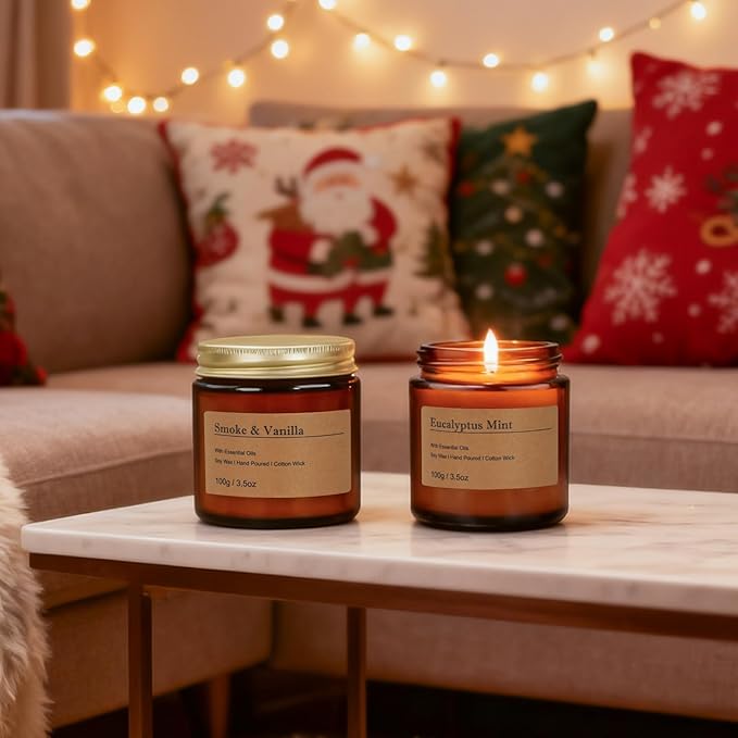 6-Pack Scented Candles for Home, 3.5 Oz Soy Wax Christmas Candles Gift Set with Lavender Chamomile & Eucalyptus Mint for Brithday Gifts Women, HomeMeditation & Spa
