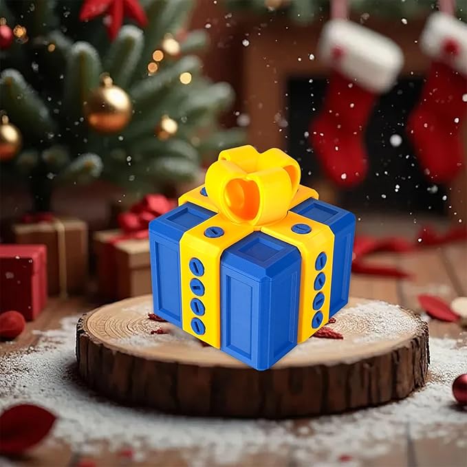 The Prank Box Funny Christmas Gifts Box Annoying Hilarious Screw Challenge with Surprise 3D Printed Screw Gifts Boxes Ideal for Birthday, Christmas (Blue and yellow)