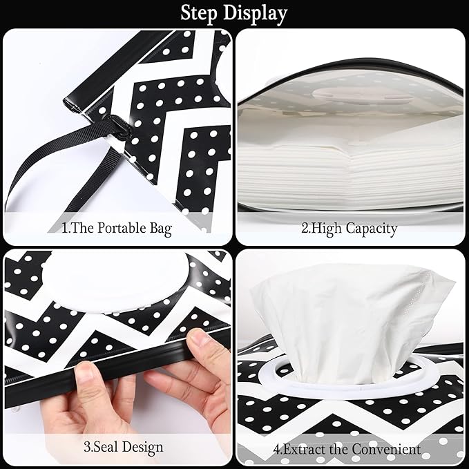 FEBSNOW 2 Pack Baby Wipes Container, Reusable Portable Wet Wipe Pouch, Wipe Dispenser Container, Baby Travel Wet Wipe Holder