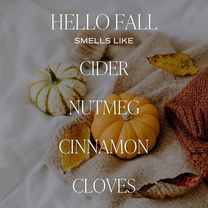 Sweet Water Decor Hello Fall Candle - Cinnamon Apples Cloves & Nutmeg Fall Scented Candle for Home Decor - 100% Cotton Wick Soy Wax Candles with 40 Hour Burn Time - Made in The USA - 9oz Amber Jar