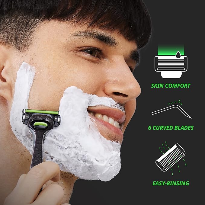 Dorco Pace 6 Pro - Six Blade Razor System with Trimmer - 12 Pack Refill (No Handle)