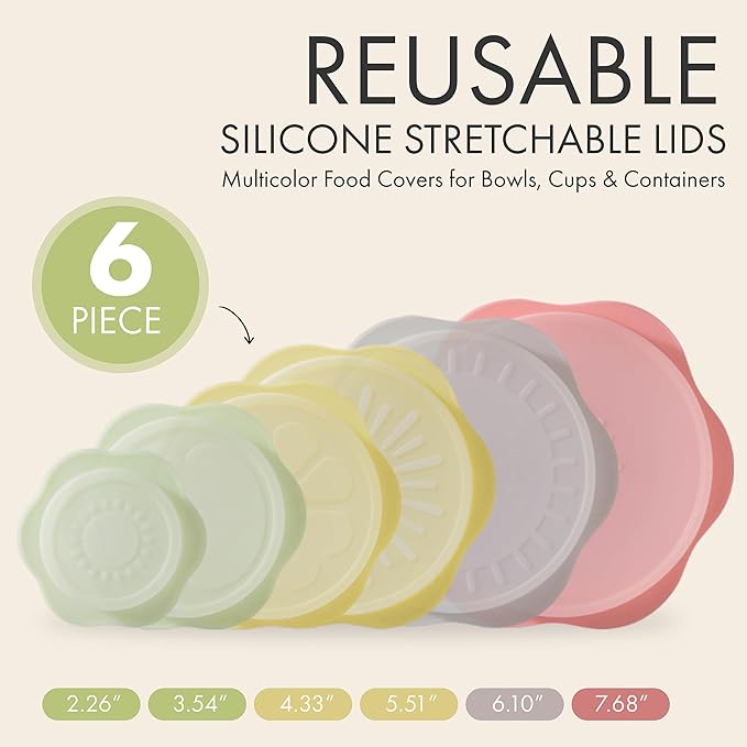 Reusable Silicone Food Covers– 6‐Piece