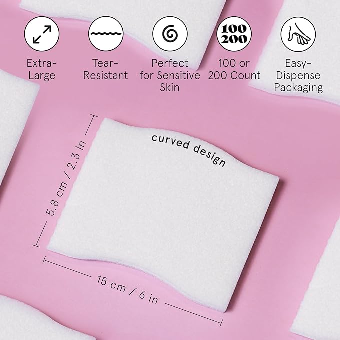 grace & stella Face Pads for Toner, Essence, and DIY Mask (100 Count) - Soft, Lint-Free Makeup Remover Pads - Durable Facial Pad for Skincare - Vegan, Cruelty-Free