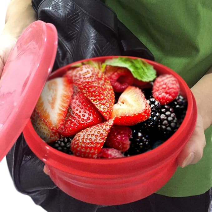 ME.FAN Silicone Collapsible Bowls - Silicone Folding Travel Bowl with Lids - Expandable Food Storage Containers Set - Portable, [27oz]