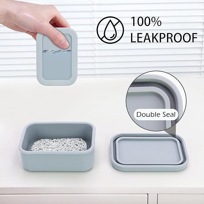 Enhanced Leak-Proof Silicone Soap Case with Drainage Layer. Portable Travel Soap Container for Camping,Gym .Shatterproof Compact Bar Soap Holder (Light Gray)