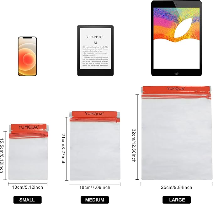 YUMQUA Clear Waterproof Bags, 3PACK Water Tight Cases Water Proof Pouch Small Dry Bags for Camera Mobile Phone Maps Pouch Kayak Military Boating Document Holder