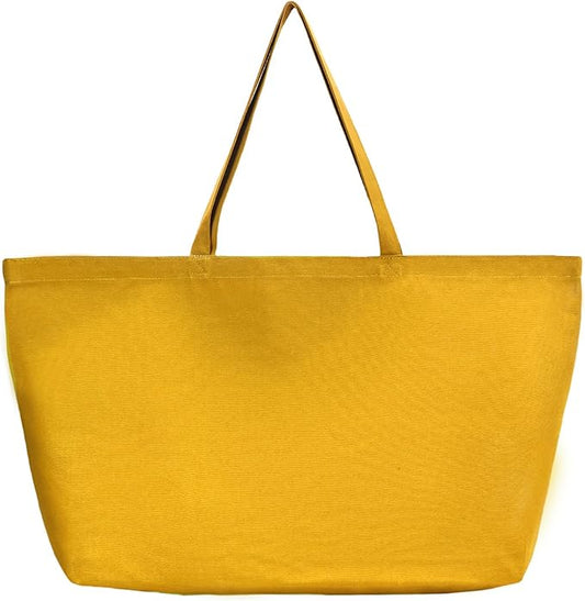 Large Canvas Tote Bag - Reusable Grocery Bag Foldable Heavy Duty Shopping Bag for DIY Art Crafts Painting Embroidery
