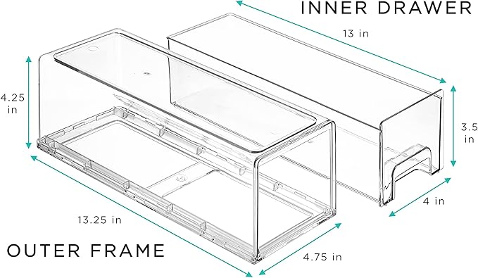 Sorbus Small Clear Stackable Storage Drawers – 6-Pack Plastic Organizer Bins with Handles – Stackable Pull-Out Storage Drawers for Closet, Pantry, Office, Bathroom, Craft, and Toy Organization