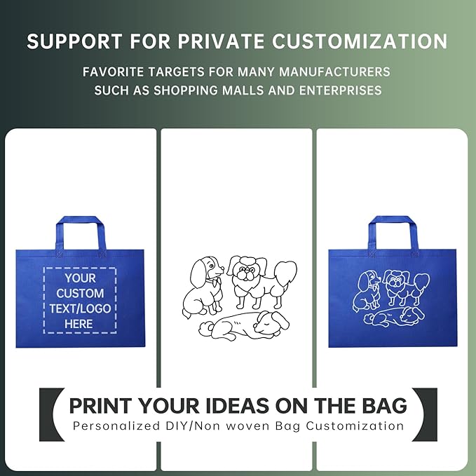 Custom Tote Bags Set of 50, Bulk Pack Grocery Shopping Travel Business Activities advertisement Reusable Bag