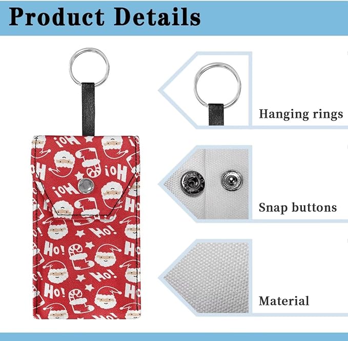 Red Santa Claus Print Purse Tissue Holder Portable Pocket Tissue Holder for Coin Keys Tissues with Hanging Rope for Christmas in July Snap Button Enclosed