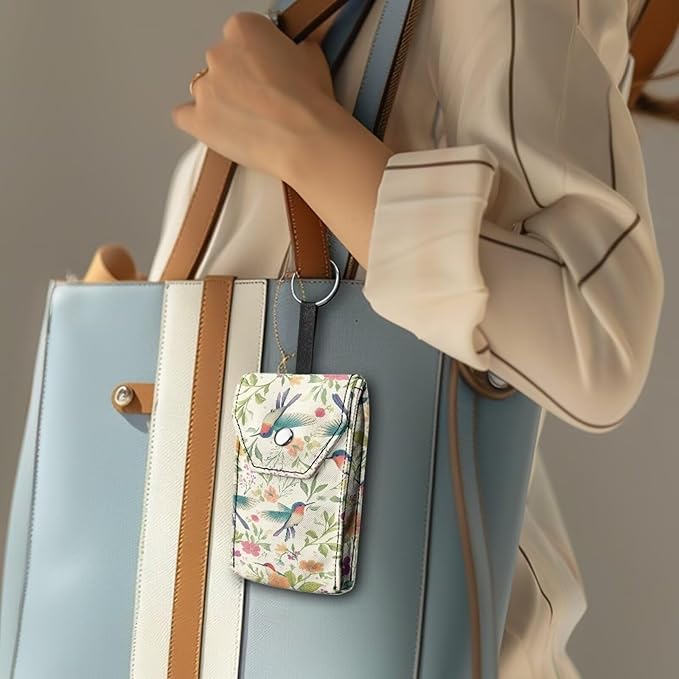 Tissues Purse Pocket Portable Travel Tissue Pouch Snap Button Enclosed Reusable Canvas Pocket Tissue Holder for Purse Coins Daily Outgoing Hummingbird