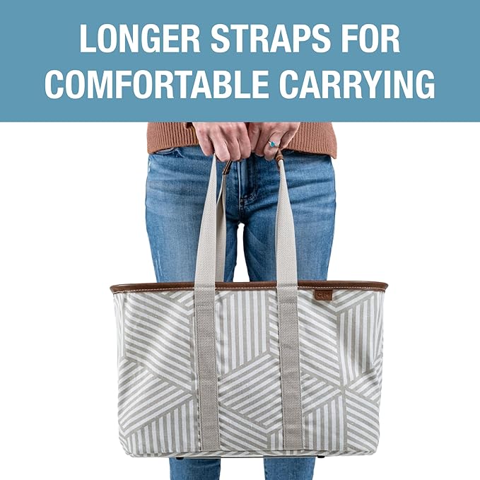 CleverMade EcoBasket Reusable Grocery Tote - Collapsible Storage Shopping Organizer - Heavy Duty Utility Bag Home