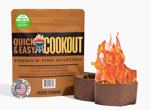 Get a Fully Lit Fire in As Little As 6 Minutes with No Kindling! Lights Wet/Frozen Wood | Plant-Based Fuels Only, Ideal for Cooking. One Starter Per Fire. (12, The Bonfire)