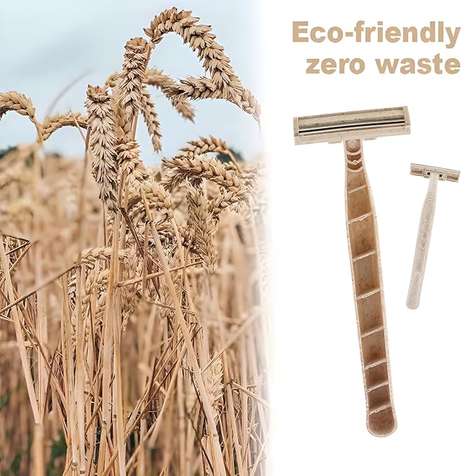 Disposable Razors Bulk for Men & Women – Twin Blade Unisex Shavers – Eco-Friendly, Biodegradable, Non-Toxic, Made from Recycled Wheat Straw (Pack of 2) (100)