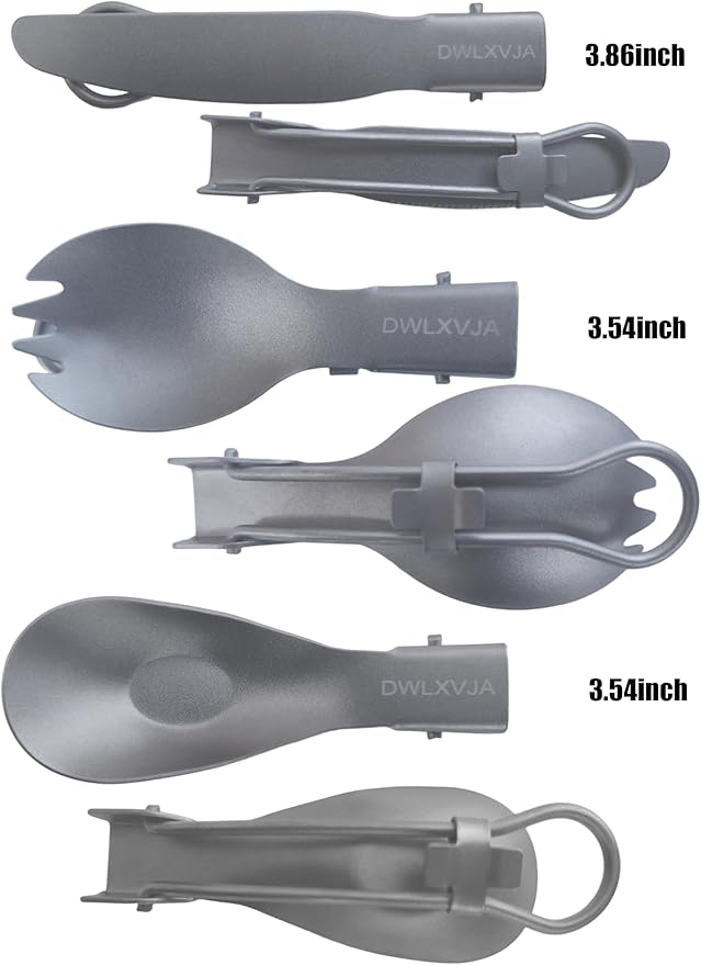 Reusable Camping Utensils Set Titanium, 3-Piece Spork Spoon Knife Combo with Case, Lightweight Foldable Flatware for Hiking, Backpacking, Travel & Workplace Lunch, Gifts for Men, Outdoorsmen, Campers