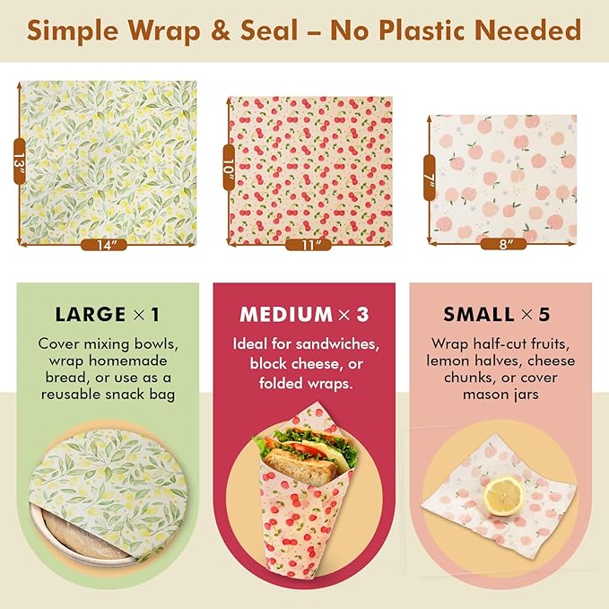 Natural Beeswax Food Wrap Set