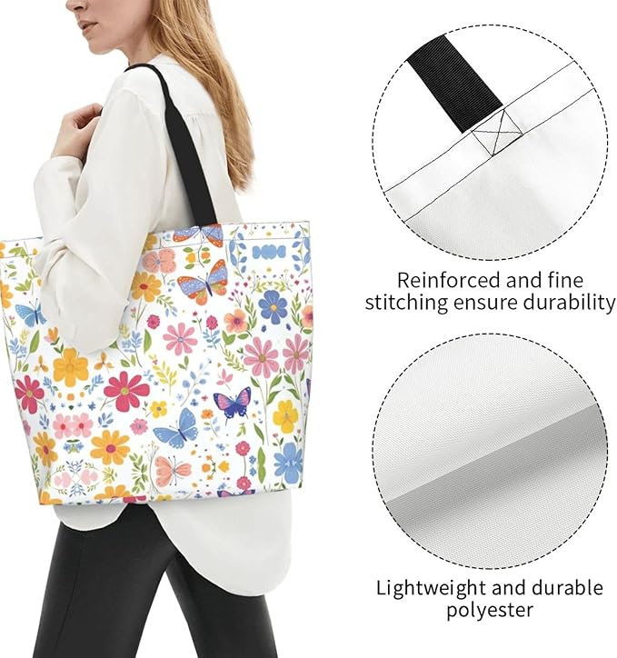 Tote Bag Shoulder Bags for Women Grocery Shopping Bag Reusable Bags Boho-Red Paisley 1