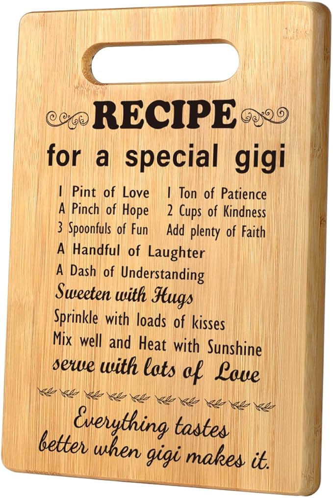 Gigi Gifts for Grandma Birthday, Gifts for Gigi Grandma Christmas, Best Grandma Gifts from Grandchildren Grandkids, First Time Grandma Gifts, Recipe for A Special Gigi Cutting Board Gift