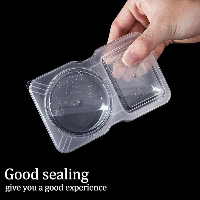 30 Sets Double Compartment Condiment Container With Lids, Reusable Snack Container for Sauces and Snacks, Disposable Snack Containers, Ideal for On-the-Go Meals and Parties (30Pack)