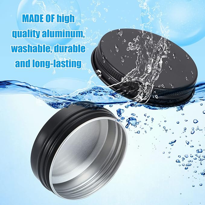 Patelai 64 Pieces Lip Balm Tin Containers Screw Top Round Tin Cans Aluminum Jar with Screw Lid, Empty Bottle Travel Cosmetic Sample Container for DIY(1 oz,Matte Black)