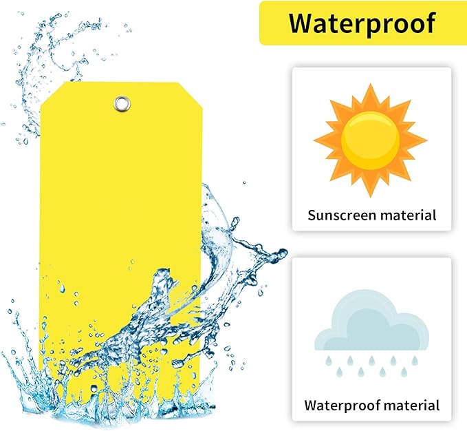 1000 Pieces 4 3/4" x 2 3/8" Plastic Shipping Tags Yellow Labeling Tags Writable Hang Tags with Reinforcement Hole Waterproof Luggage Tags for Equipment Car Parts Without Wires