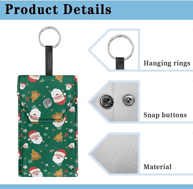 Santa Claus Snowflake Purse Tissue Holder Portable Pocket Tissue Holder for Coin Keys Tissues with Hanging Rope for Christmas Snap Button Enclosed