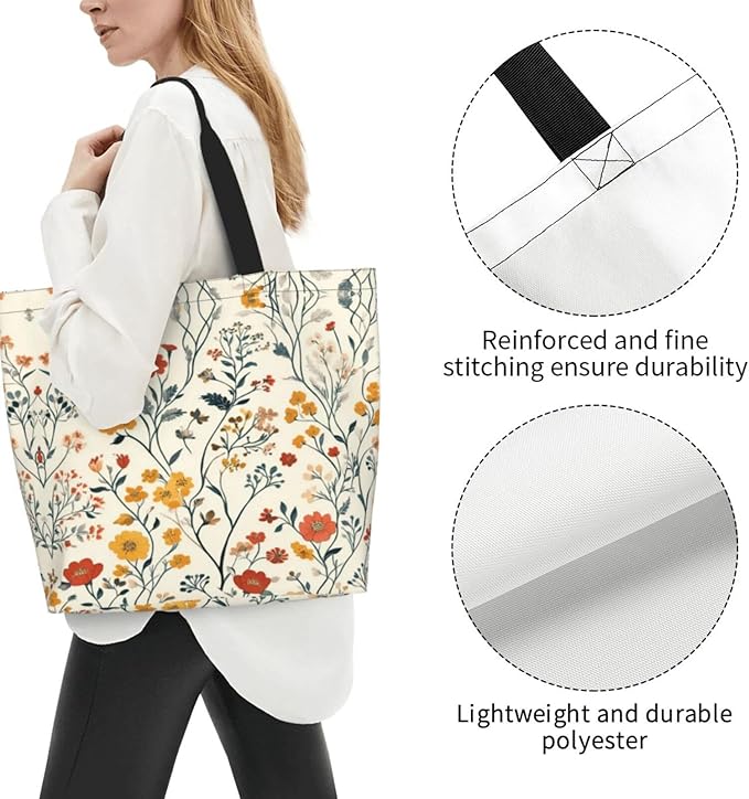 Tote Bag Shoulder Bags for Women Grocery Shopping Bag Reusable Bags Boho-Red Paisley 1