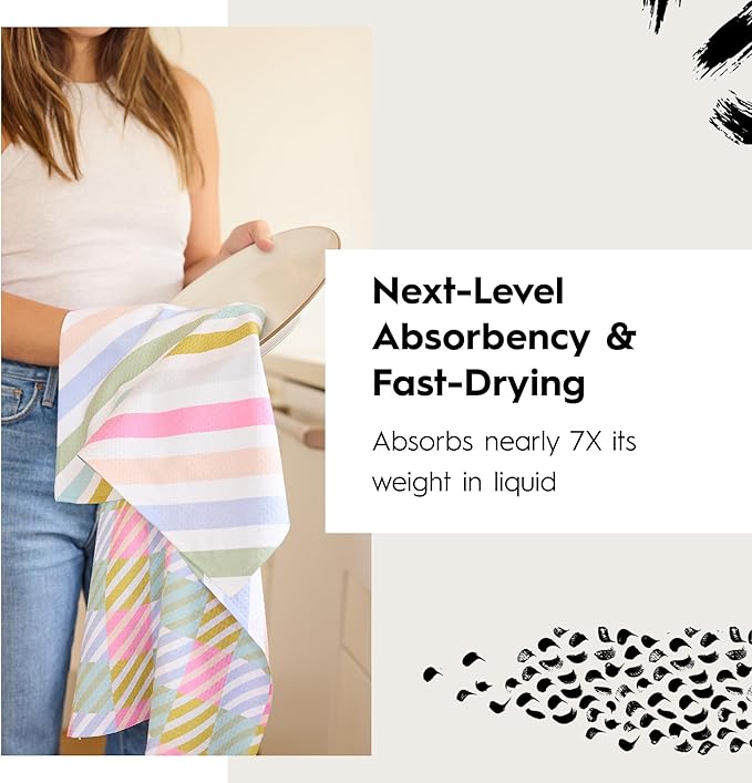 GEOMETRY Kitchen Tea Towel - Quick Dry Microfiber Cloth Dish Towels for Kitchen Drying - Premium Quick Dry Towel (Gradient Star, 1-Pack)
