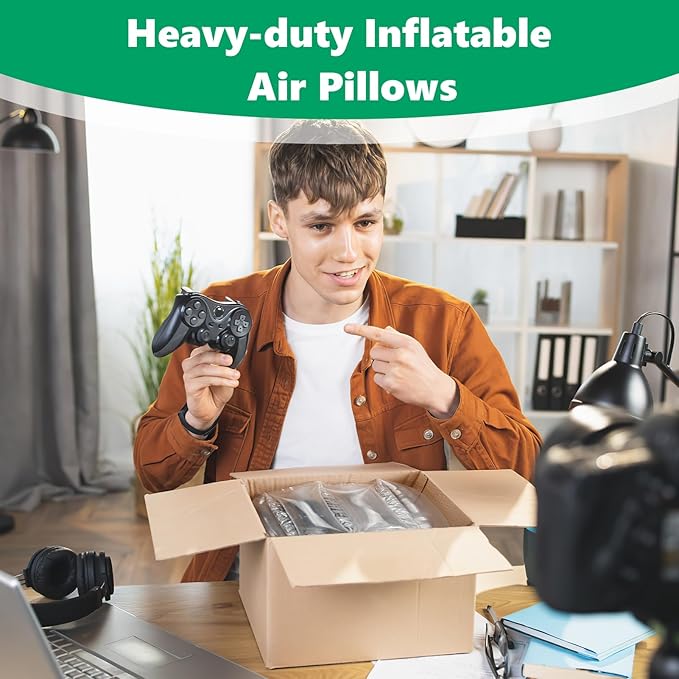 Air Pillows for Shipping - 3.54" x 7.87" Inflatable Packaging Air Bags with Pump, 340 Count Recyclable Box Filler Alternative Packing Peanuts Purse Stuffers for Shape - Better Shipping Protection