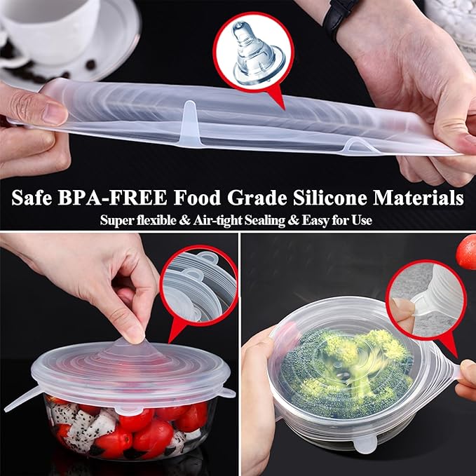 Adpartner Silicone Can Lids (10 Pack, All 2.6'' Diameter), Reusable Silicone Stretch Lids for Pet Food Cans, BPA-free Seal Can Covers for Yogurt Jars Soda Regular Mason Jars Canned Pet Foods